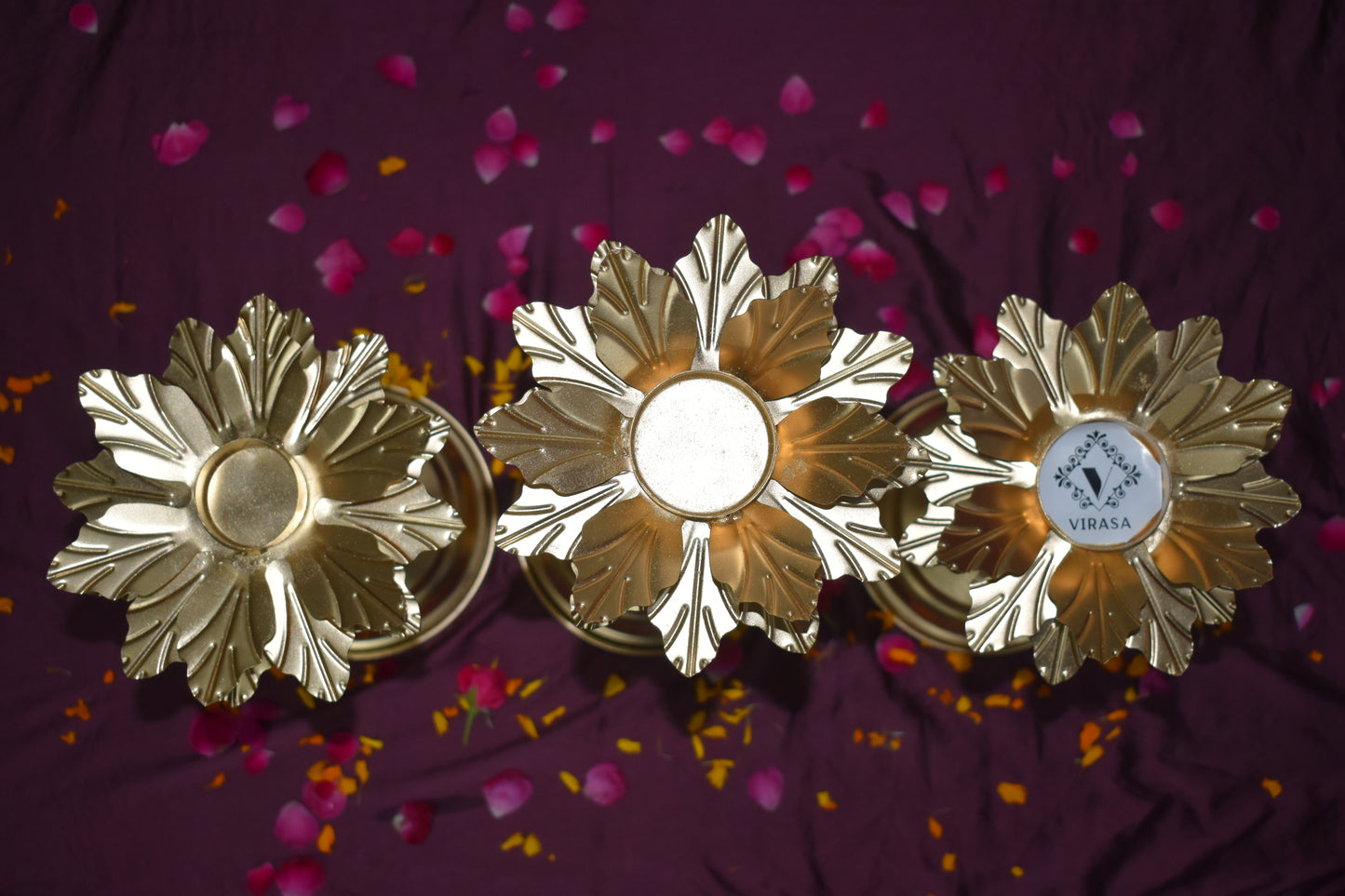 Golden Leaf Trio Candle Holders