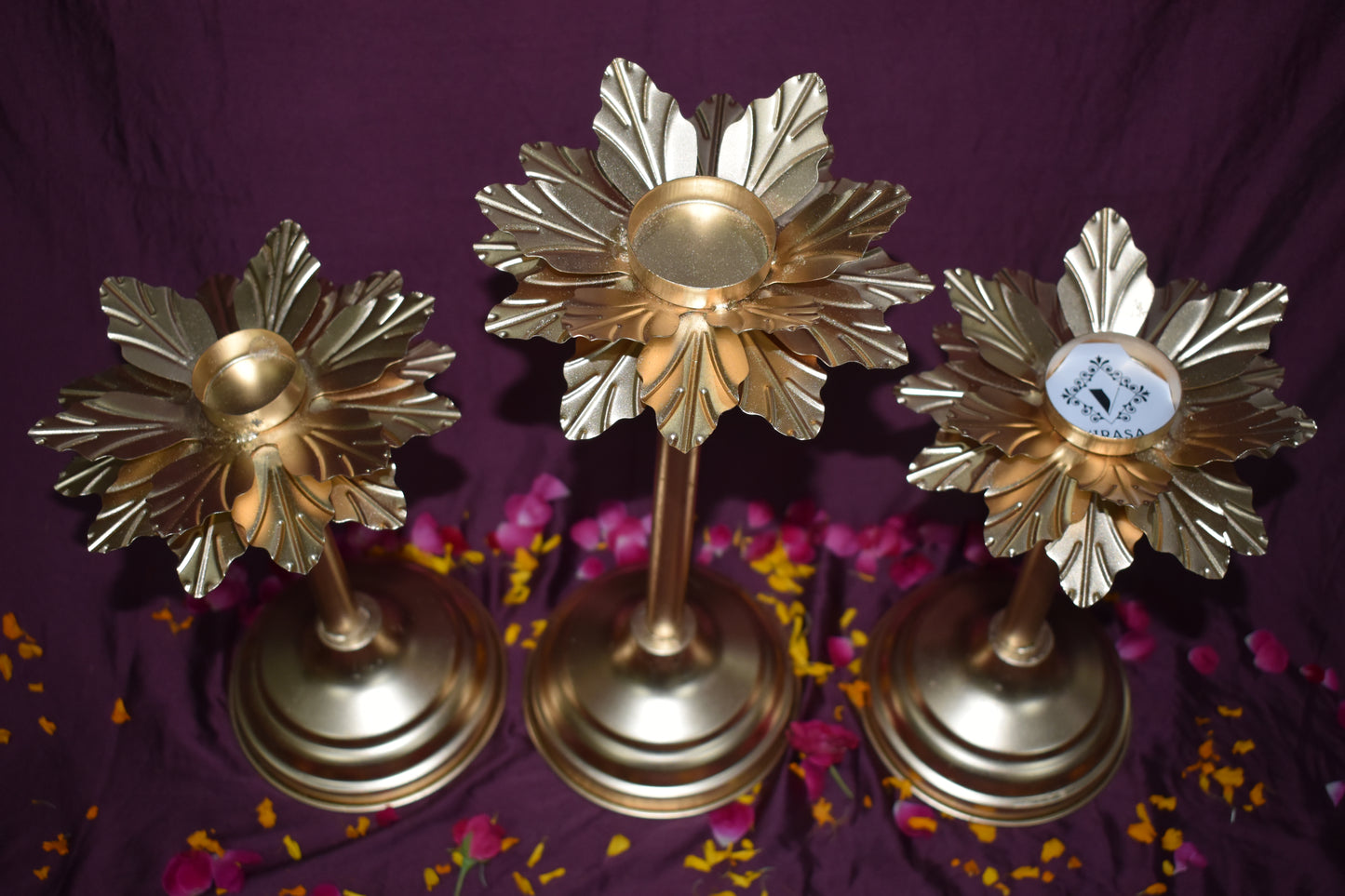 Golden Leaf Trio Candle Holders