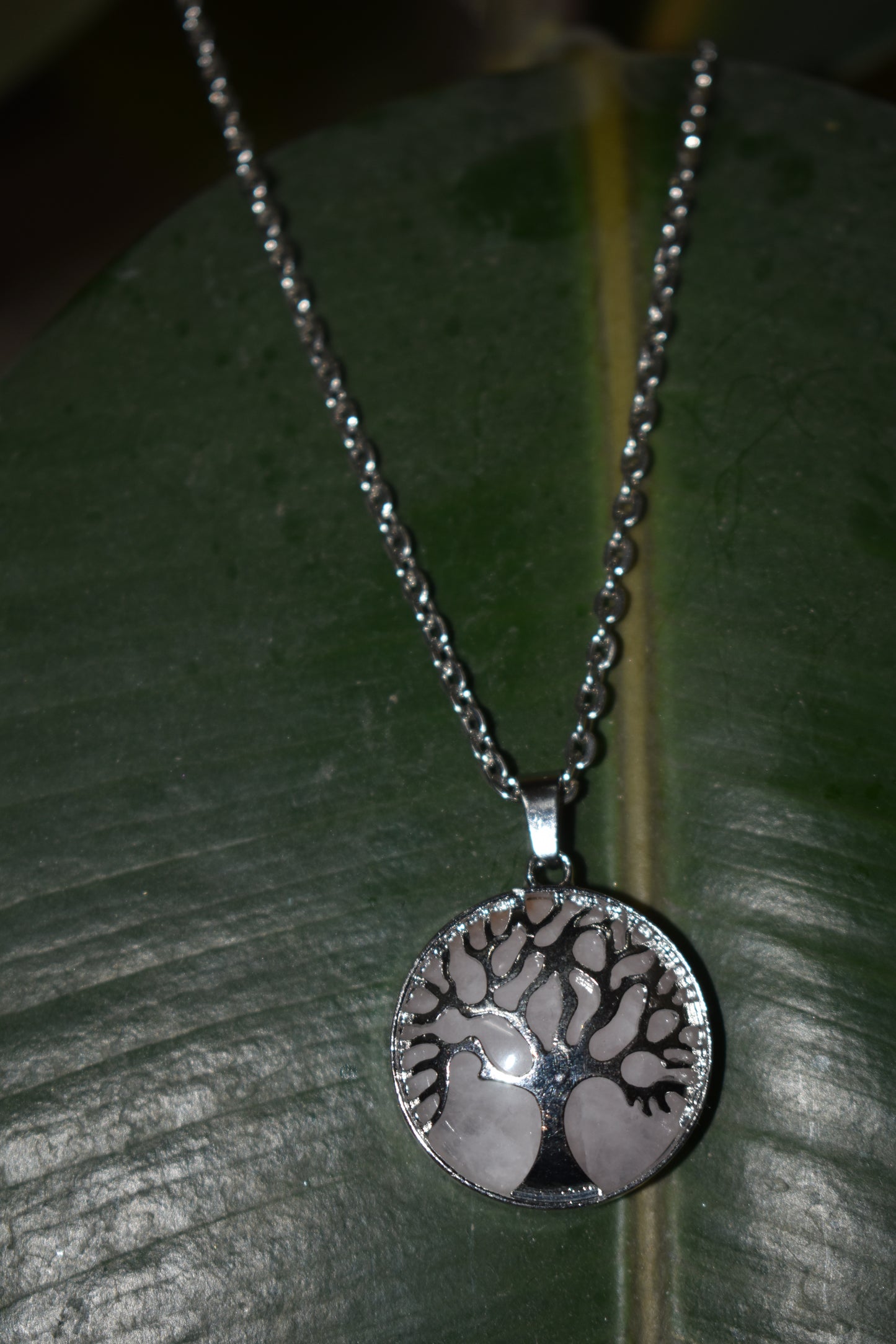 Elegant Silver Tree Marble pendant with silver chain