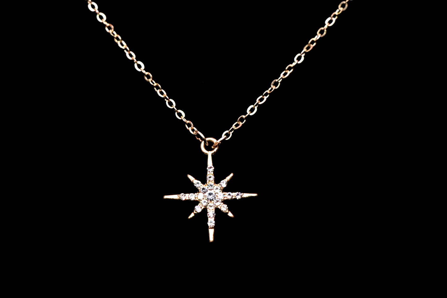 Gold Plated Multi-Layered Necklace with Crystal Star Moon and Shell