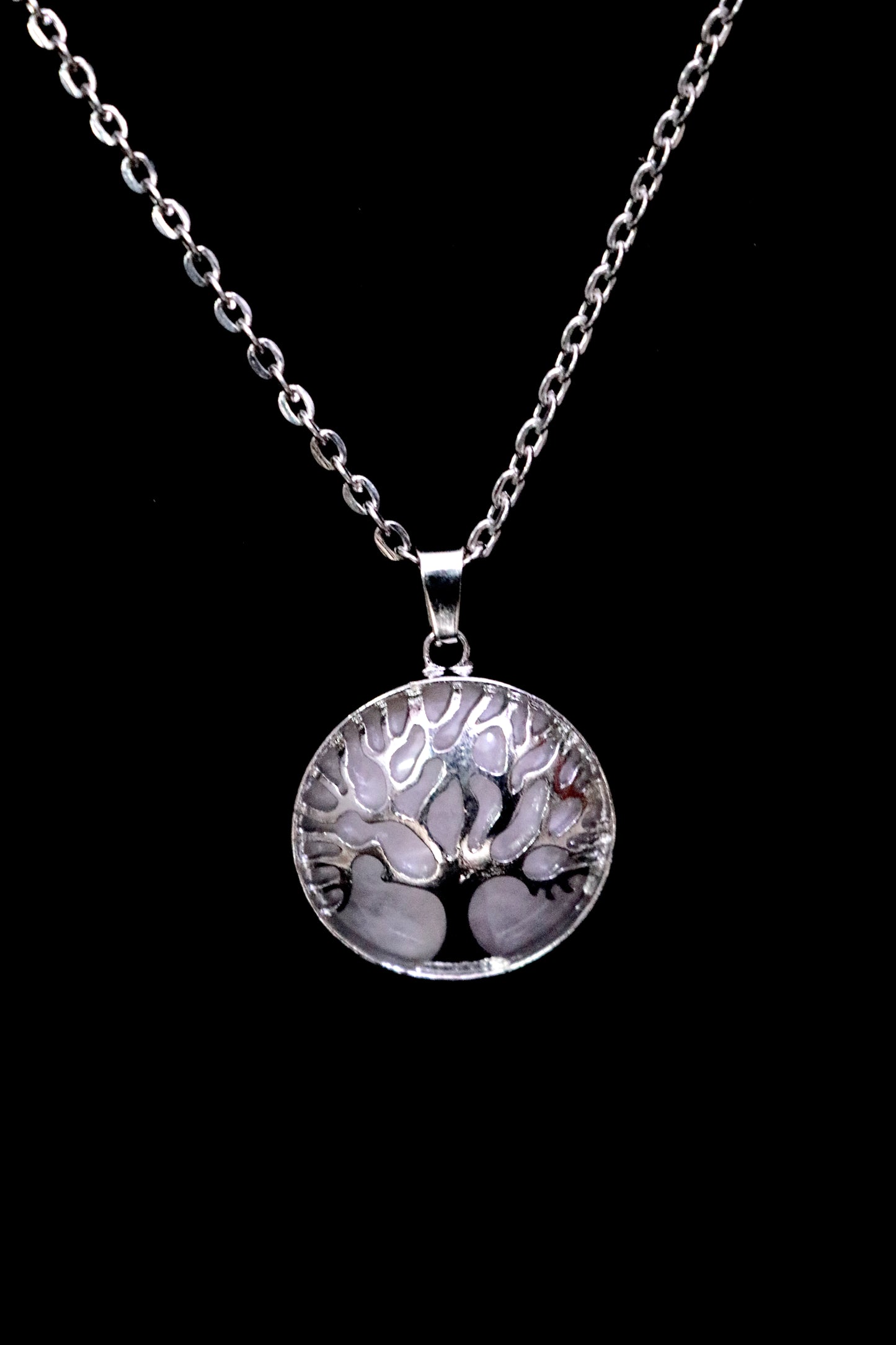 Elegant Silver Tree Marble pendant with silver chain