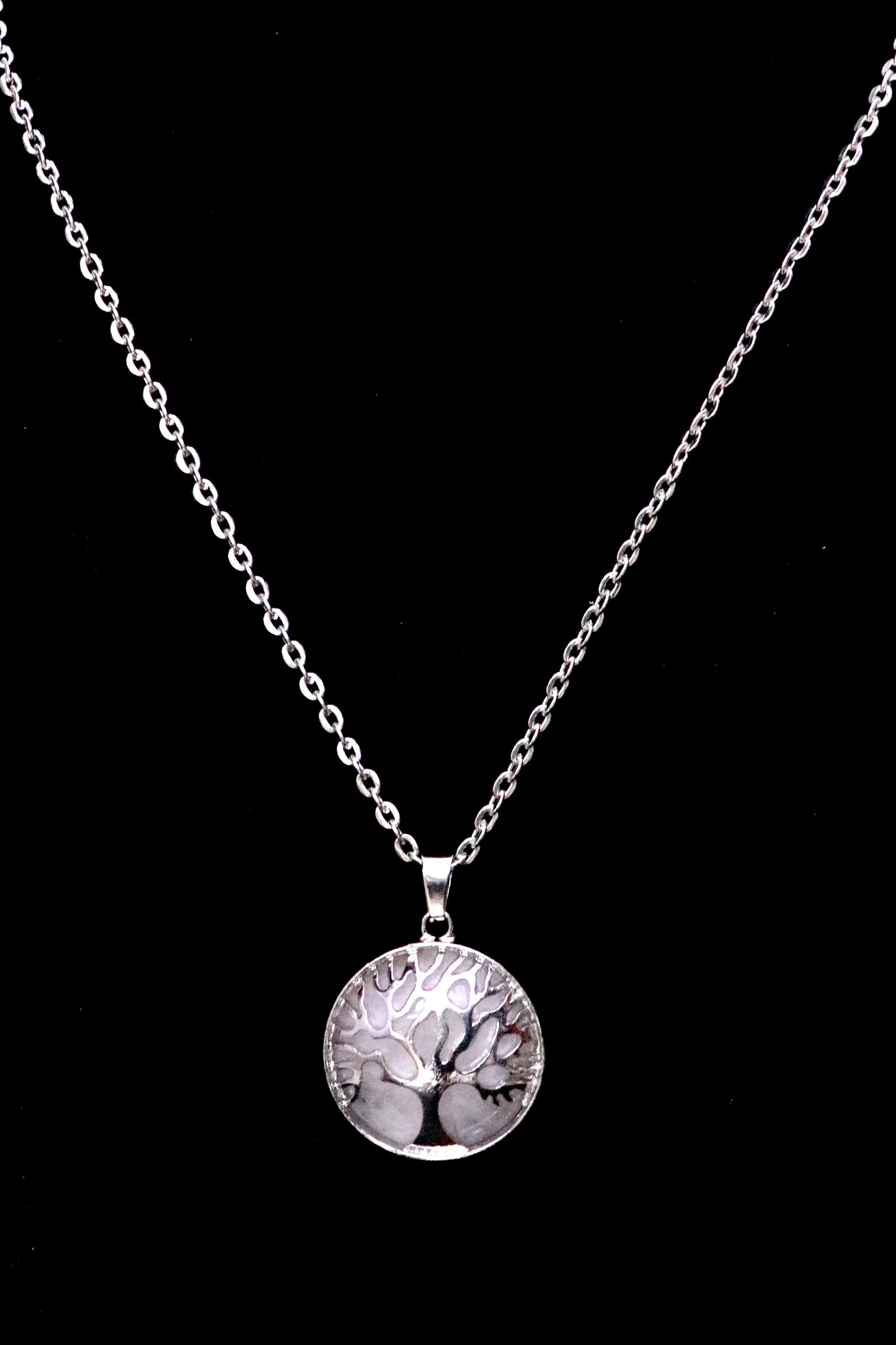 Elegant Silver Tree Marble pendant with silver chain